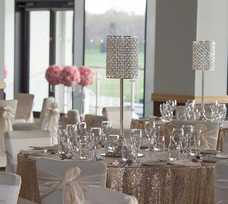 A table is set up for a wedding event