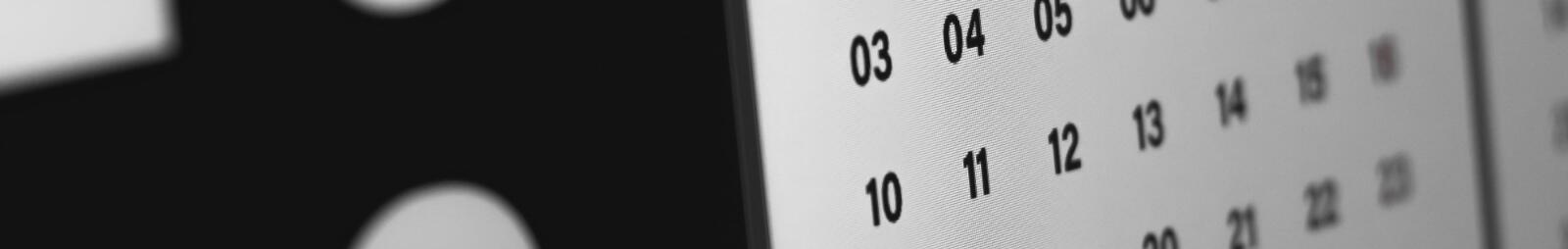 A close up of a calendar