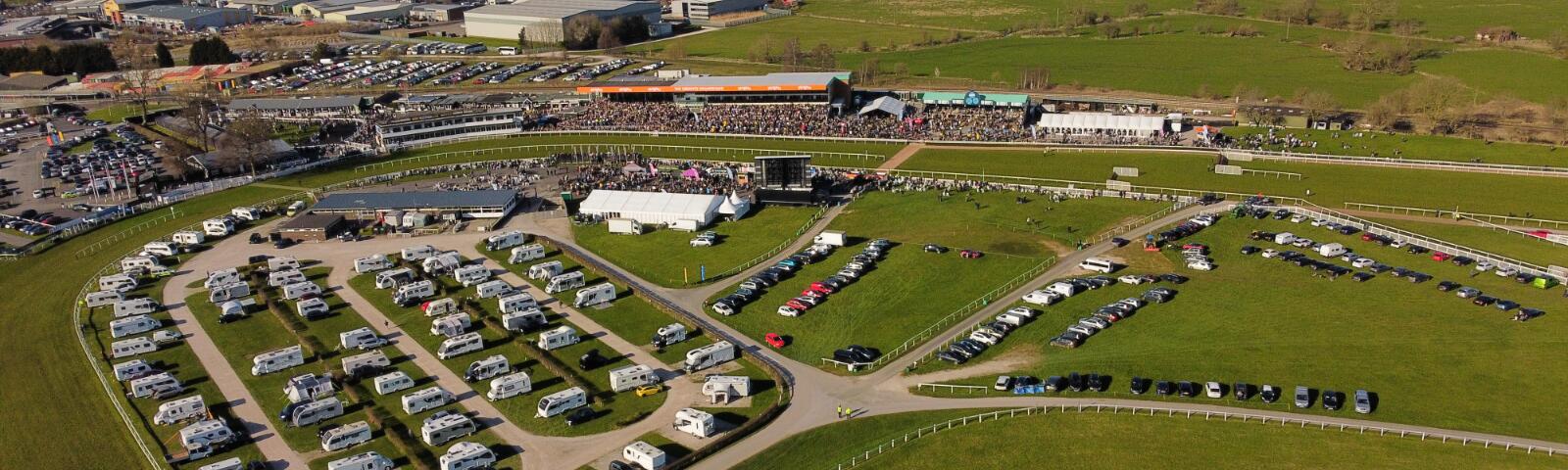 Caravan and motorhome site at Uttoxeter Racecourse in Staffordshire 